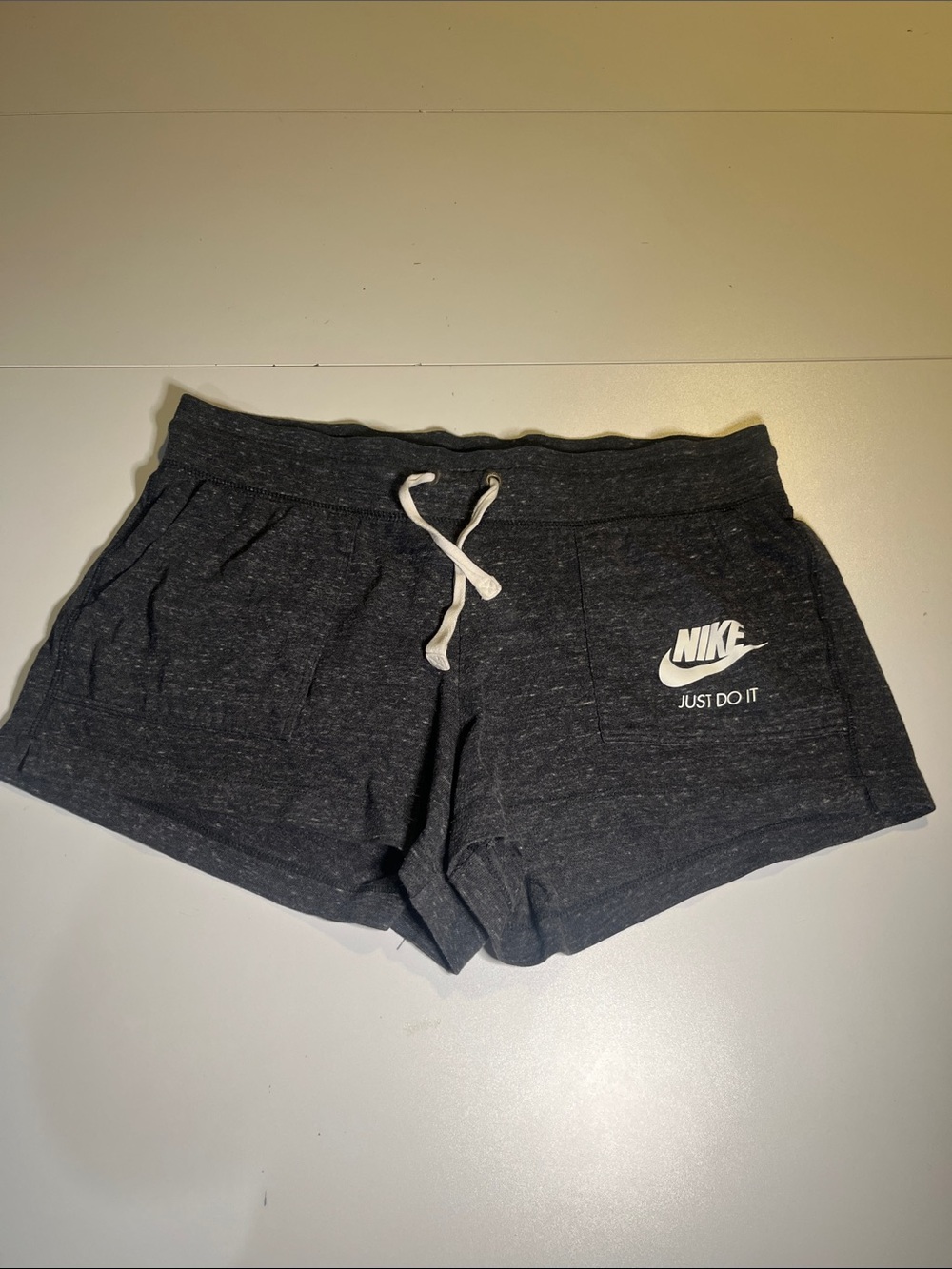 Nike Women's Heather Charcoal Logo Drawstring Athletic Shorts